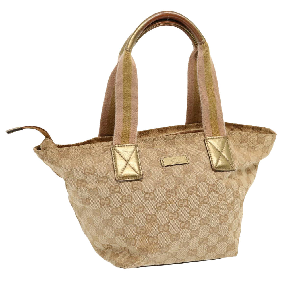 GUCCI GG Canvas Sherry Line Hand Bag Beige Gold pink 131228 69953
