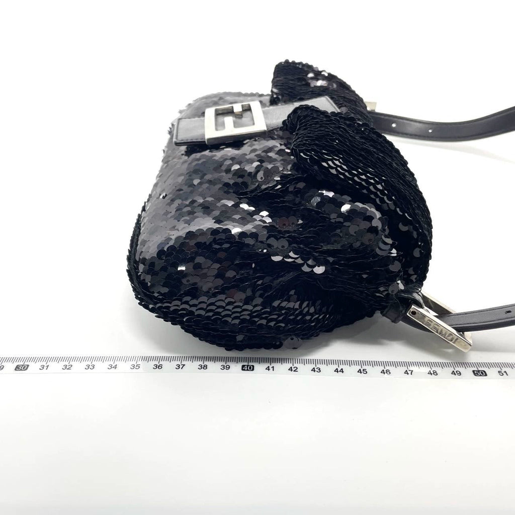Fendi Baguette Vintage Black Sequins and Leather