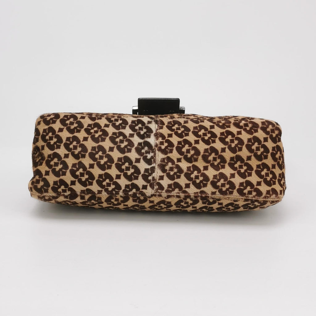 Fendi Baguette Vintage Ponyhair Double Flap Shoulder Bag