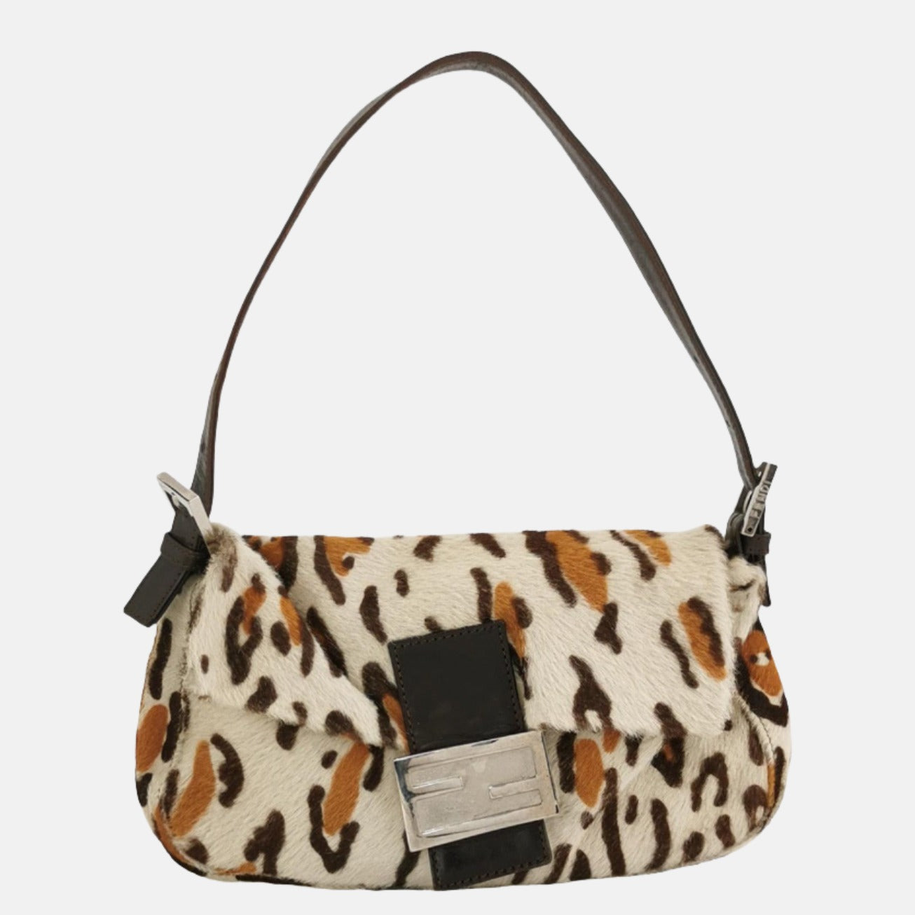 Fendi Baguette Pony hair in leopard print Brown