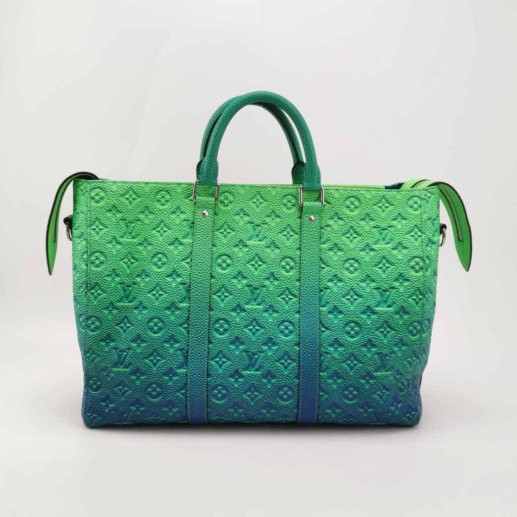 Louis Vuitton Virgil Abloh Green and Blue Monogram Illusion Leather Keepall Tote Silver Hardware, 2022