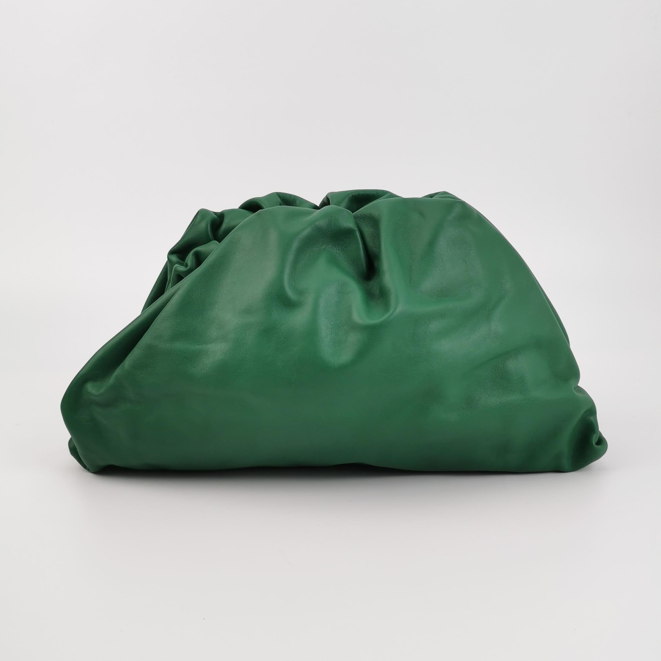 Bottega Veneta Pouch Calfskin Leather Green Large