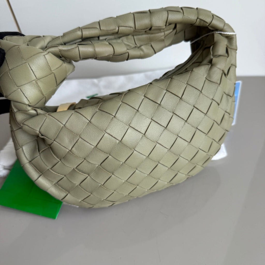 Bottega Veneta Jodie Mini Travertine Green Lambskin Leather Clutch Bag