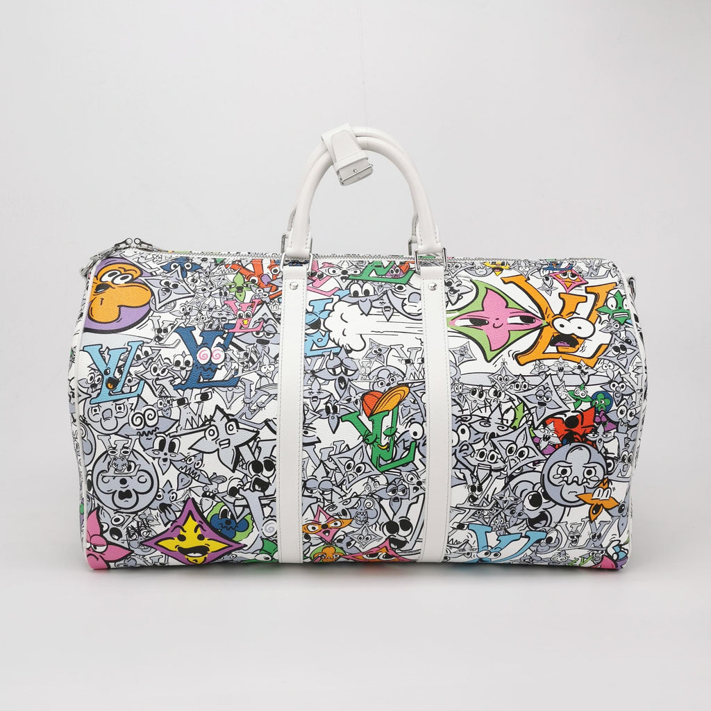 Louis Vuitton Comics Keepall 50 White Multi-color Travel Bag
