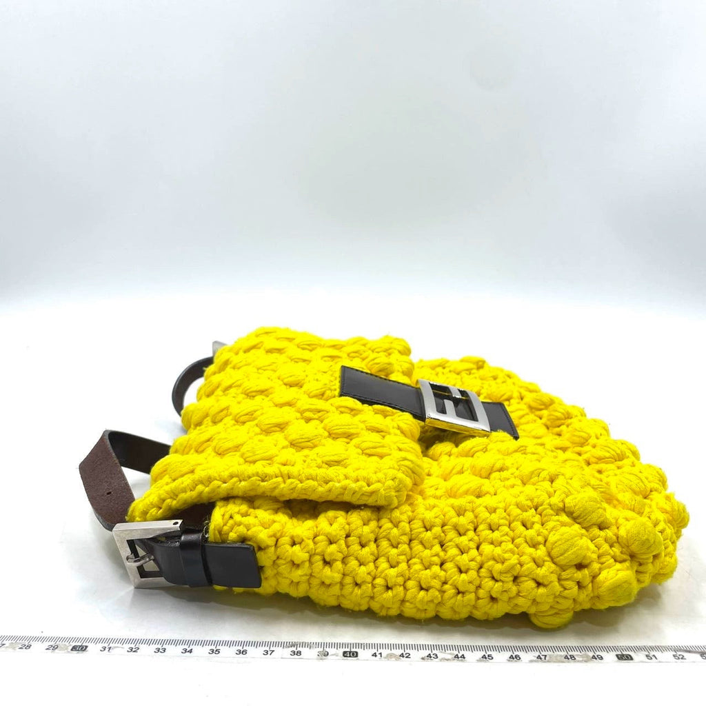 Fendi Mamma Baguette Bag Yellow Crochet Shoulder Bag