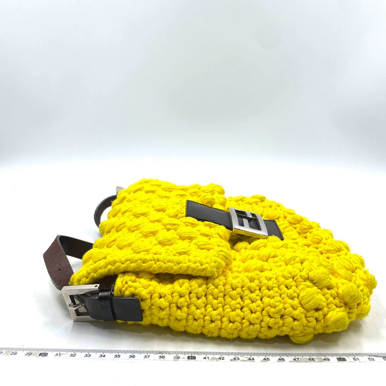 Fendi Mamma Baguette Bag Yellow Crochet Shoulder Bag