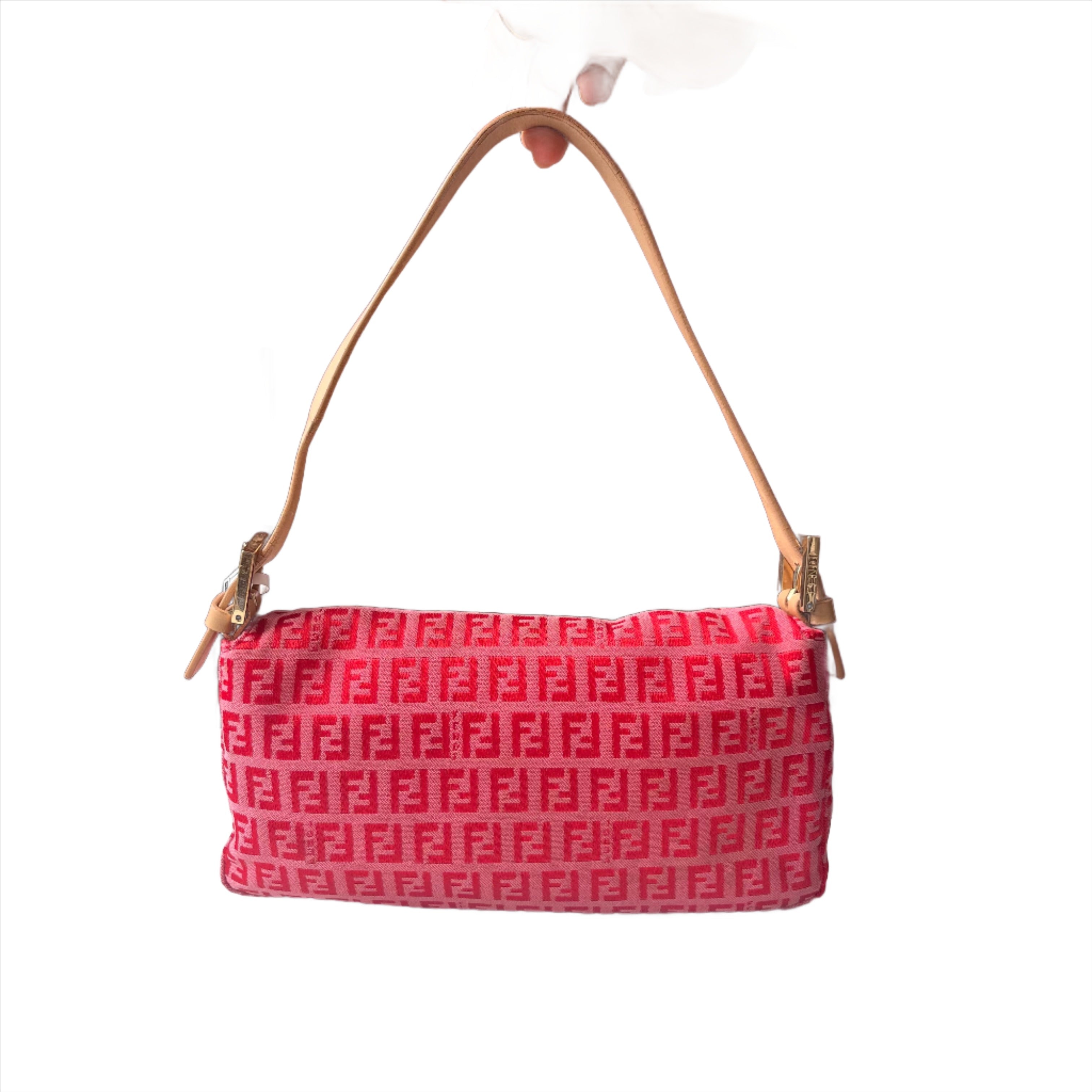 Fendi Baguette Pink Zucchino Monogram Shoulder Bag