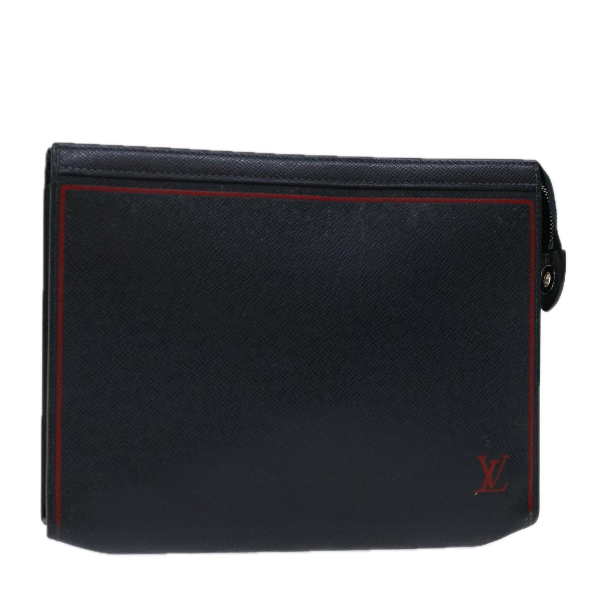 LOUIS VUITTON Taiga Pochette Voyager MM Clutch Bag Blue Marine M63394 70038