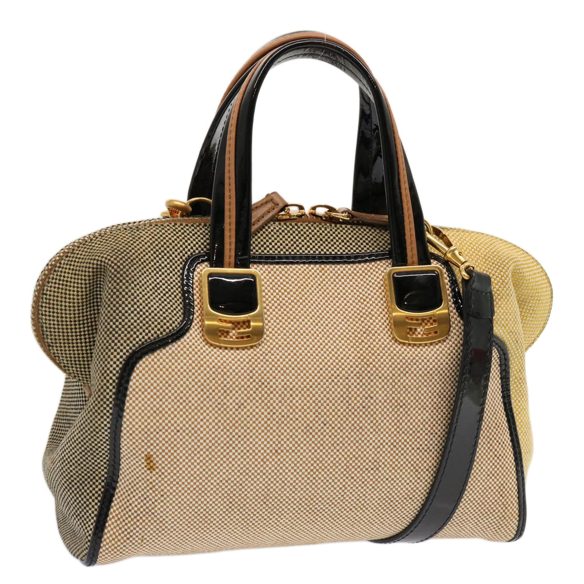 FENDI Hand Bag Canvas 2way Beige 70343