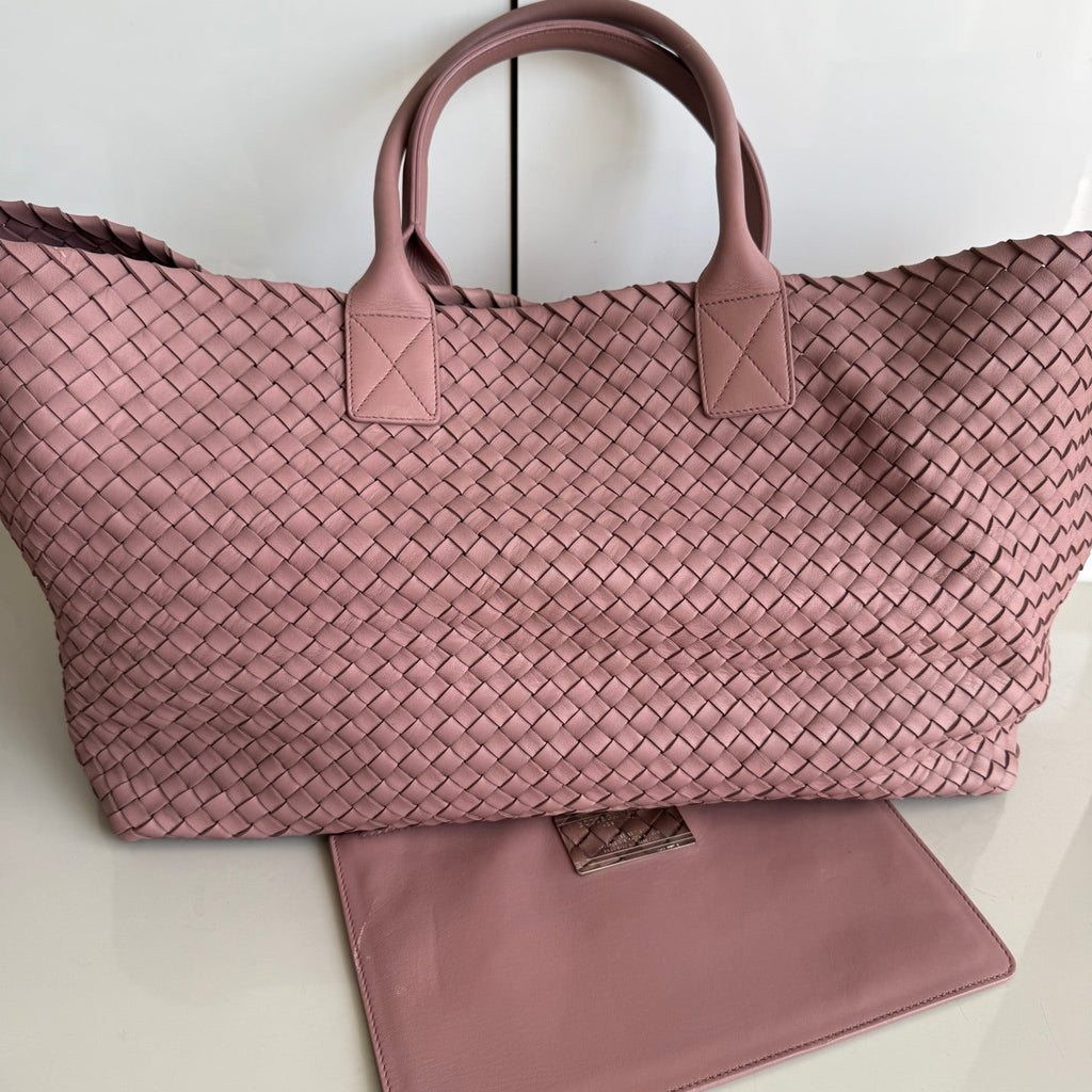 Bottega Veneta Cabat Maxi Intreccio Leather Tote Bag Mauve Pink 50cm
