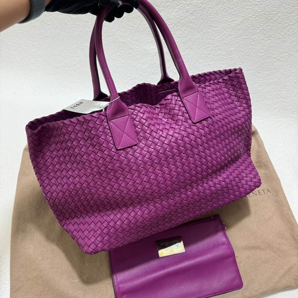 Bottega Veneta Cabat Large Intreccio Leather Tote Bag Purple with Pouch 42cm
