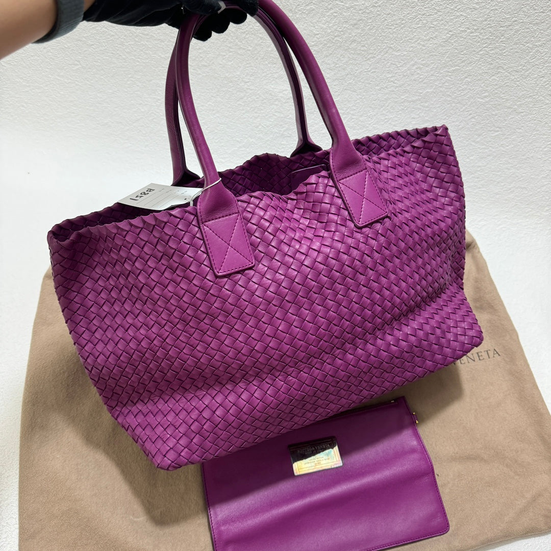 Bottega Veneta Cabat Large Intreccio Leather Tote Bag Purple with Pouch 42cm