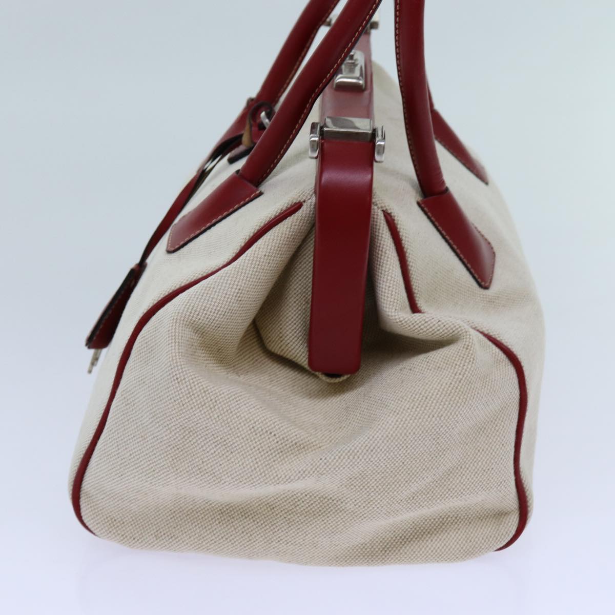 PRADA Hand Bag Canvas Beige 71304