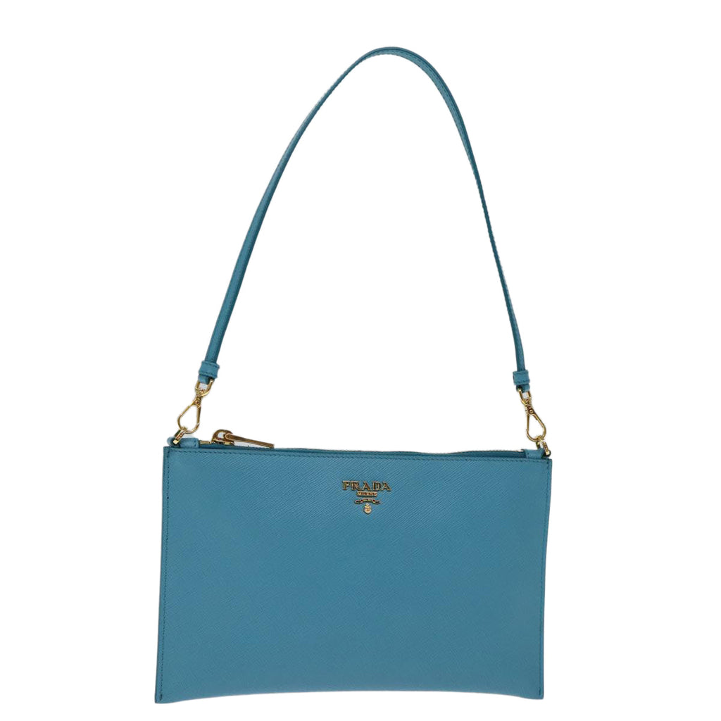 PRADA Accessory Pouch Safiano leather Blue 71575A