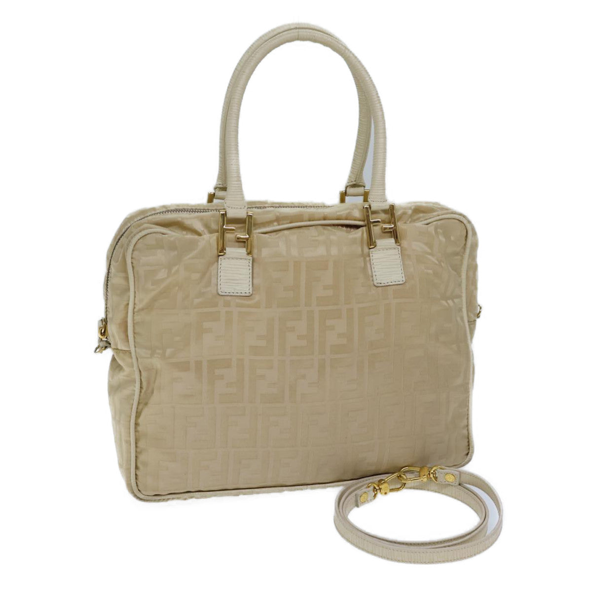 FENDI Zucca Canvas Hand Bag Nylon 2way Beige 71835