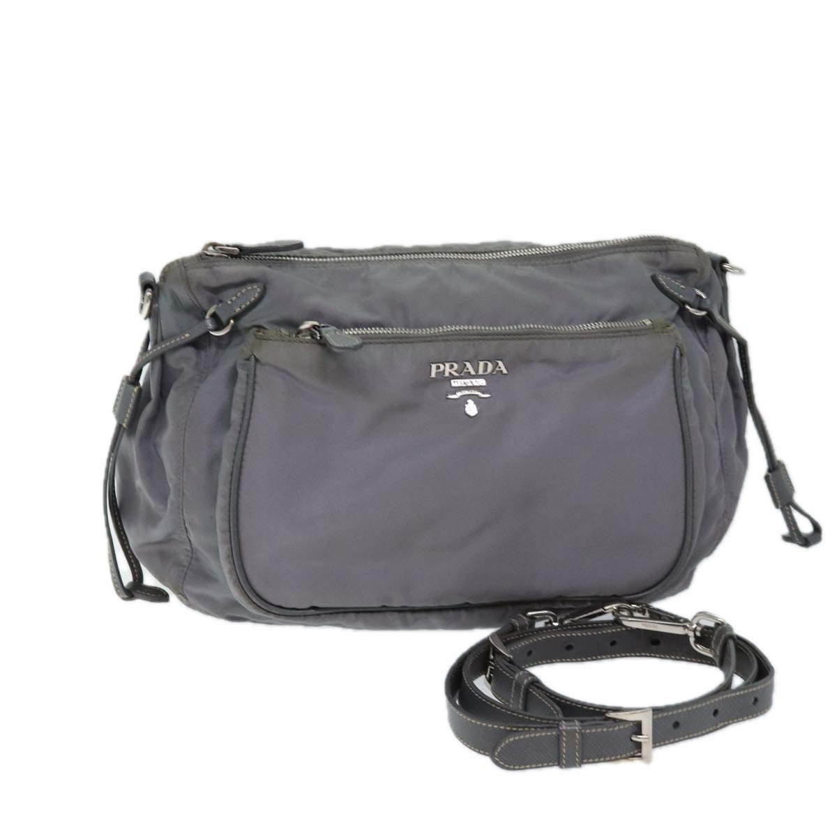 PRADA Shoulder Bag Nylon Gray 72444