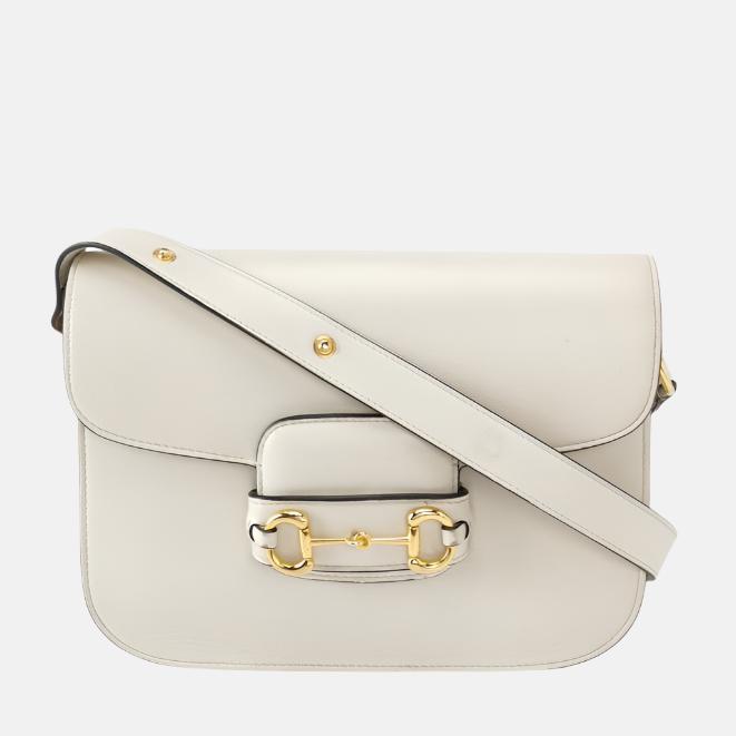 Gucci 1955 Horsebit Shoulder Bag White Small Leather