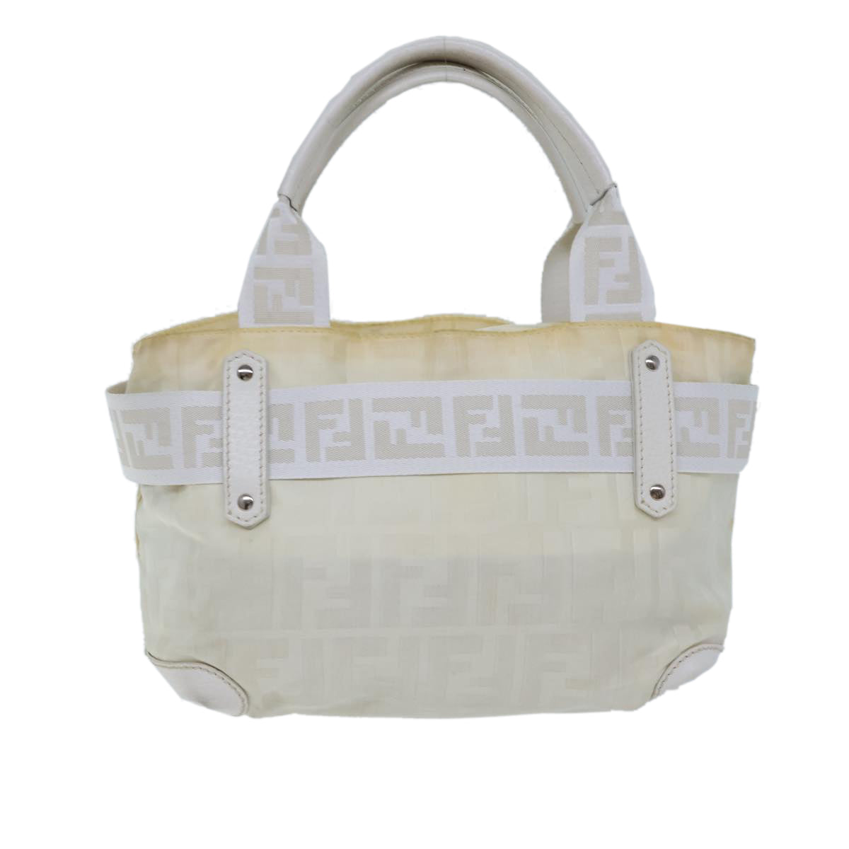 FENDI Zucca Canvas Hand Bag Nylon White 72631