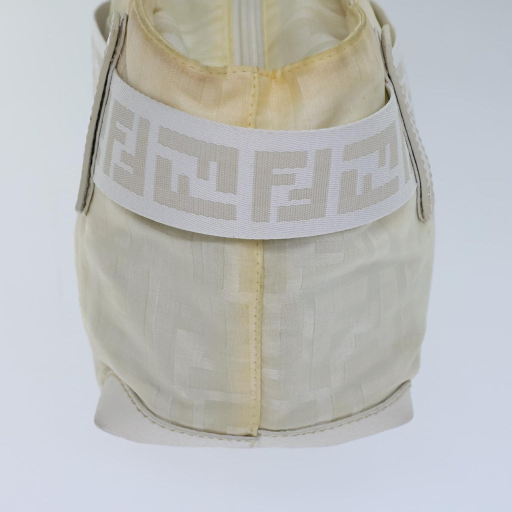FENDI Zucca Canvas Hand Bag Nylon White 72631