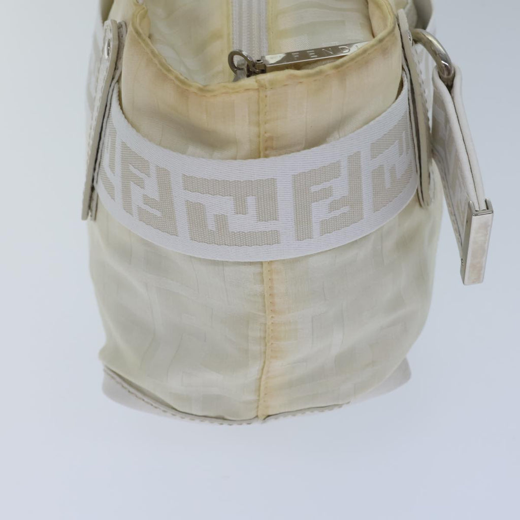 FENDI Zucca Canvas Hand Bag Nylon White 72631