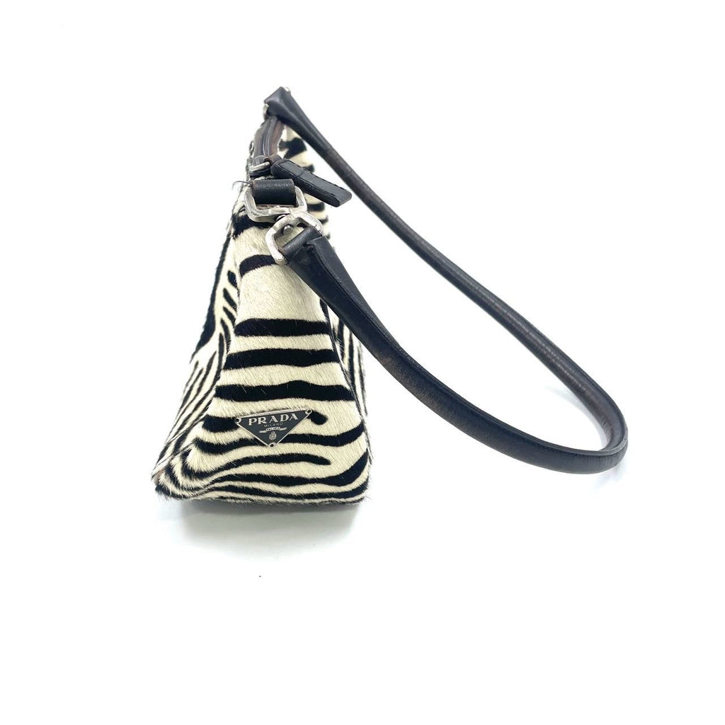 Prada Zebra Print Ponyhair Calfskin Leather Shoulder Bag