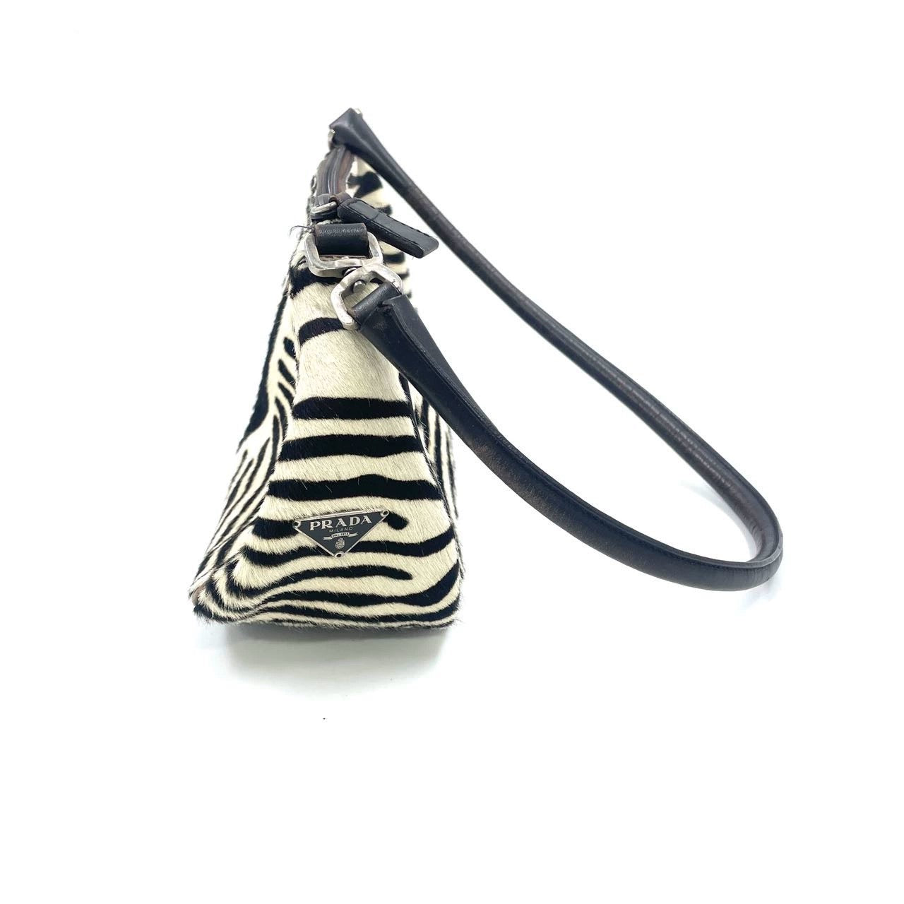 Prada Zebra Print Ponyhair Calfskin Leather Shoulder Bag