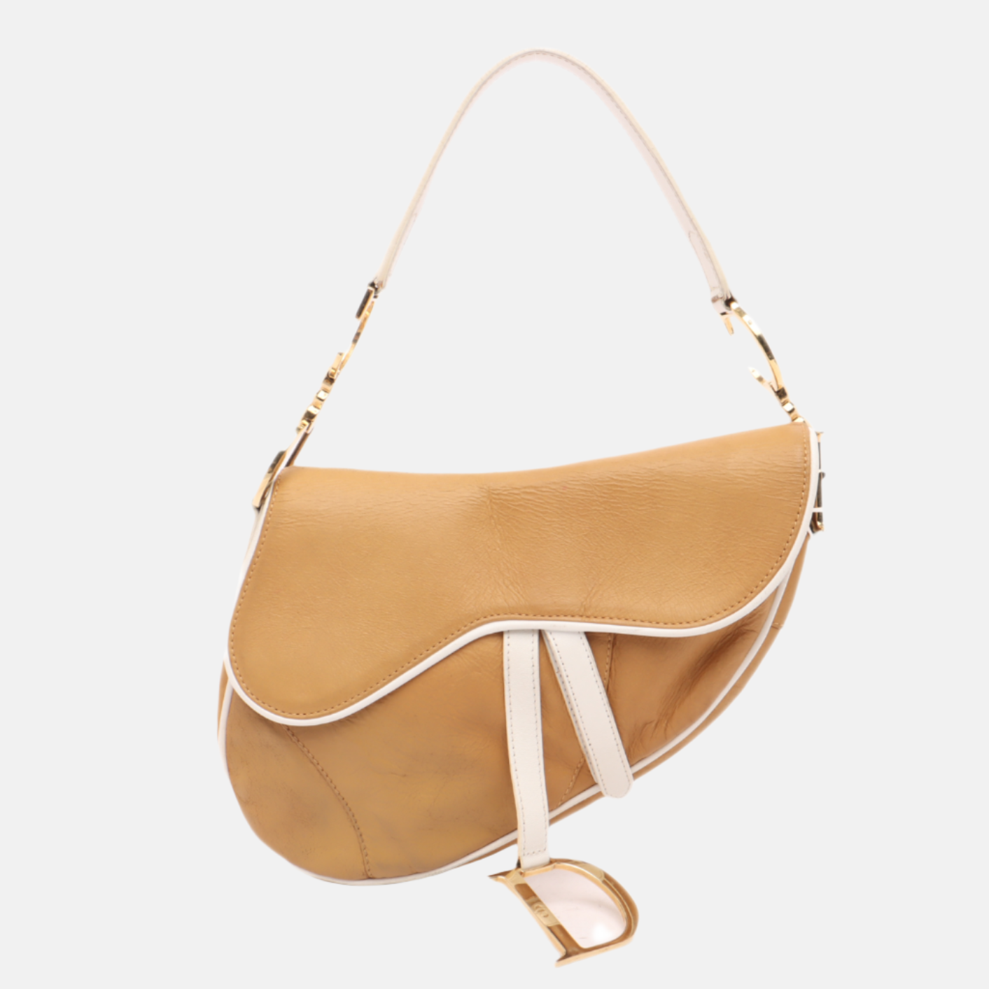 Dior Saddle Vintage Brown Leather and Silk Interior Shoulder Bag