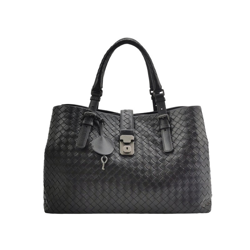 Bottega Veneta Roma Handbag Bag Intrecciato Nappa Leather Black Large 35cm