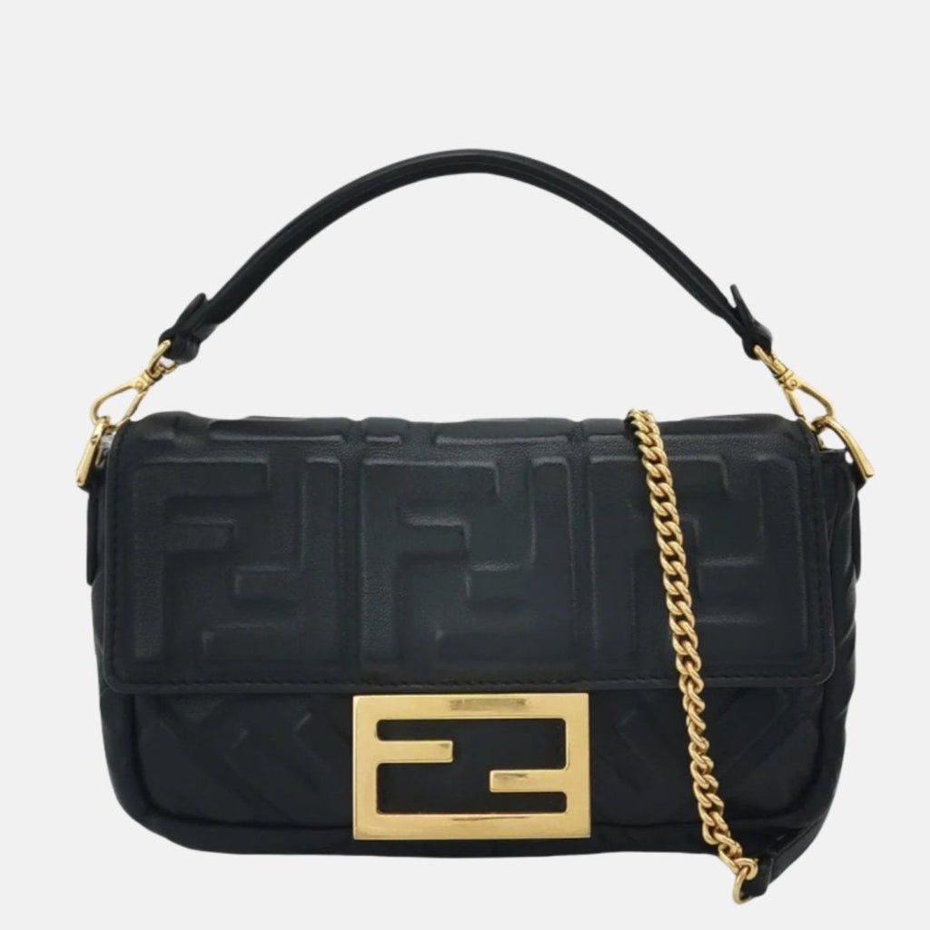 Fendi Baguette Mini Black Nappa Leather Crossbody Bag
