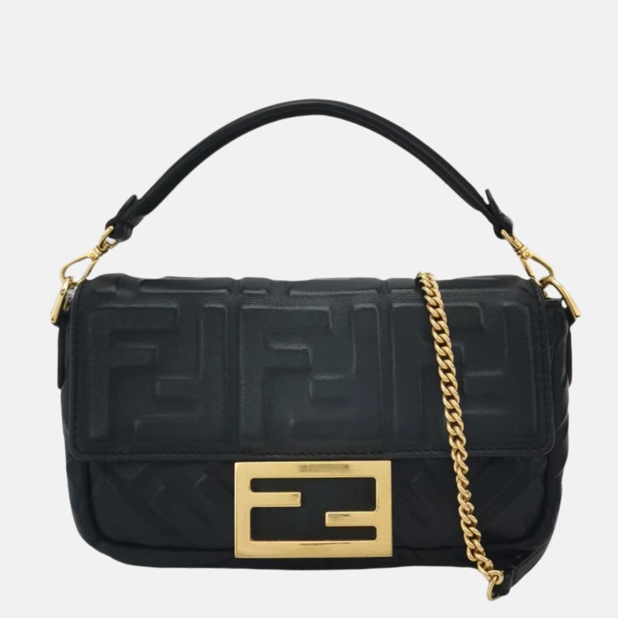 Fendi Baguette Mini Black Nappa Leather Crossbody Bag
