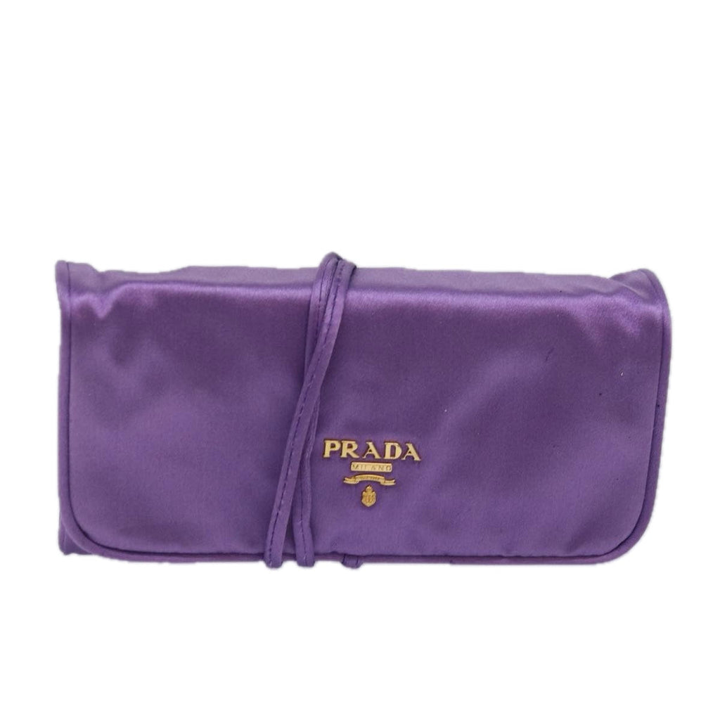 PRADA Jewelry Case Cosmetic Pouch Satin Purple 74450