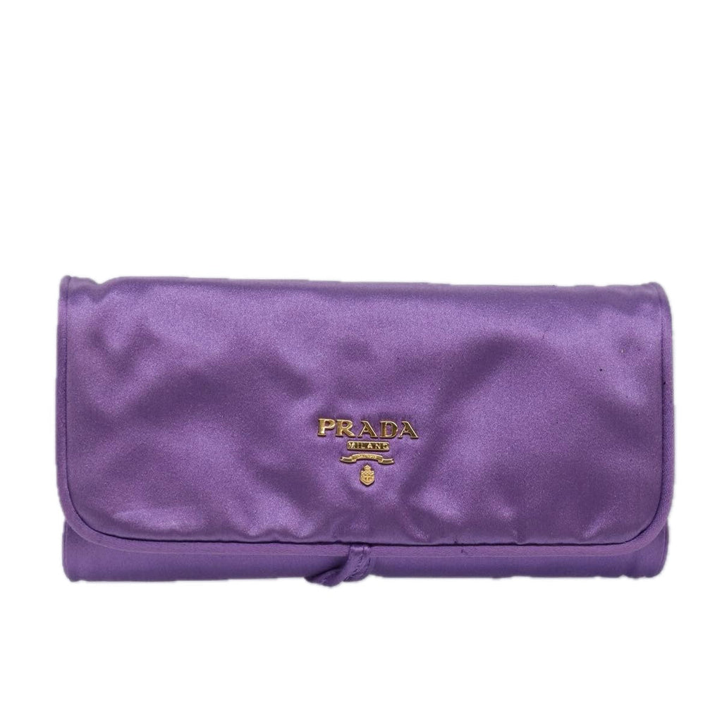 PRADA Jewelry Case Cosmetic Pouch Satin Purple 74450