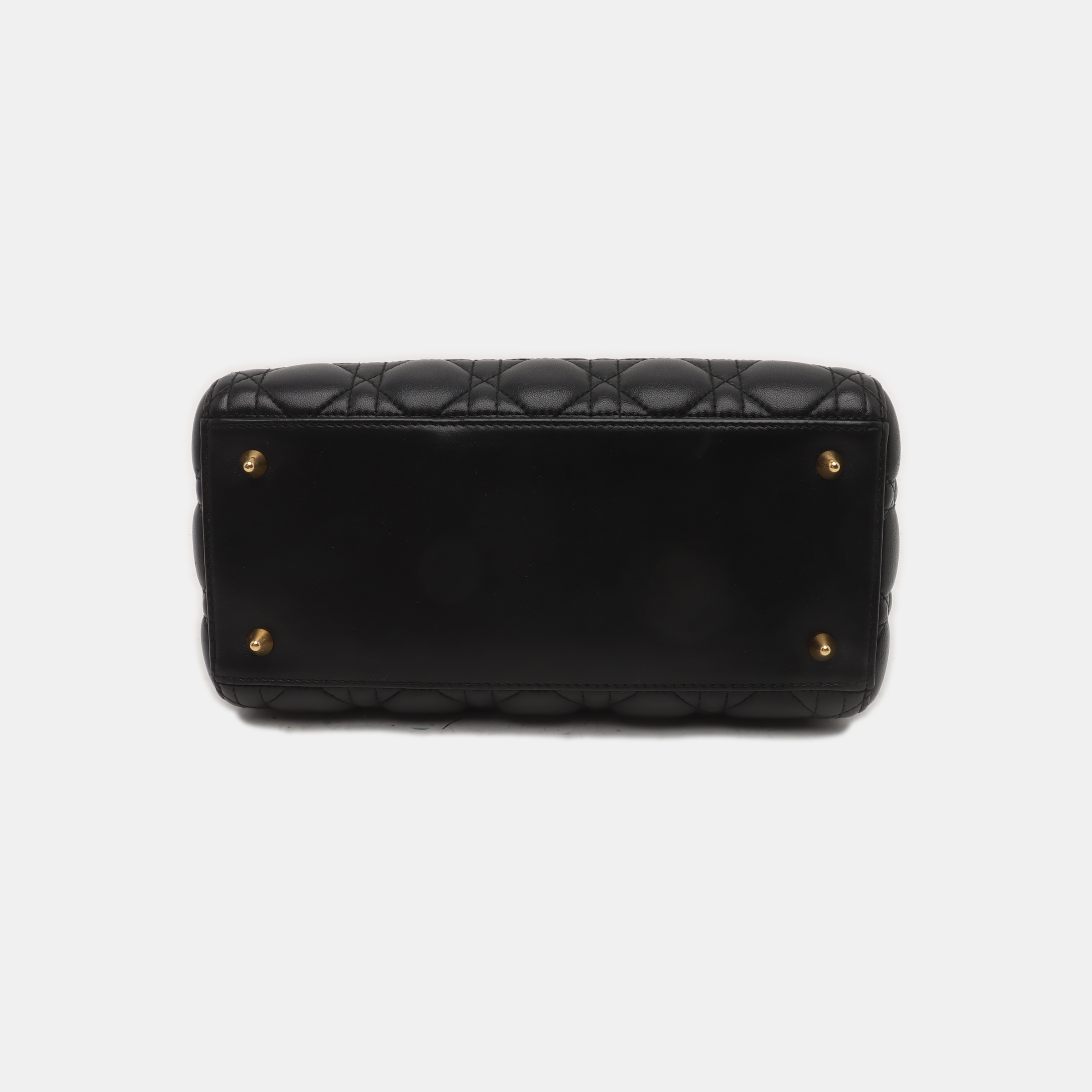 Lady Dior Medium Handbag Black Lambskin Leather Gold Hardware