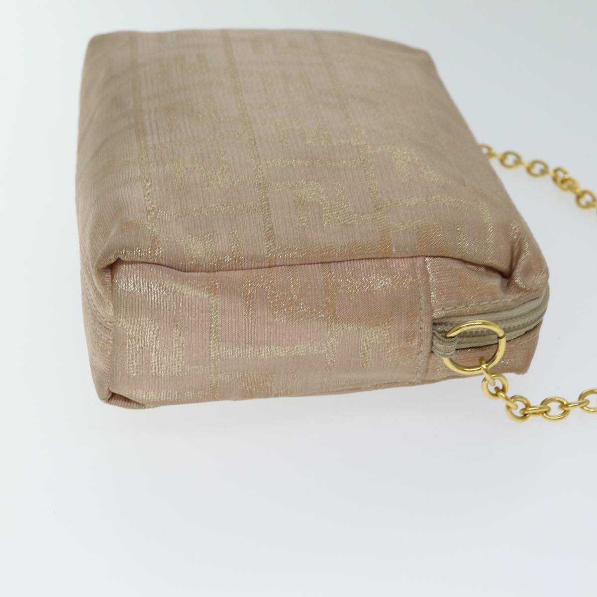 FENDI Chain Zucca Canvas Shoulder Bag Beige 74583