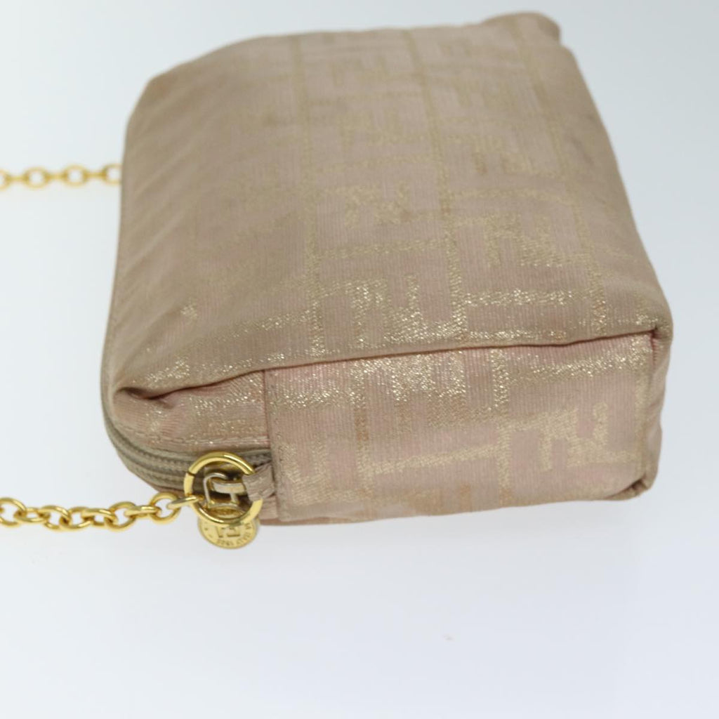 FENDI Chain Zucca Canvas Shoulder Bag Beige 74583