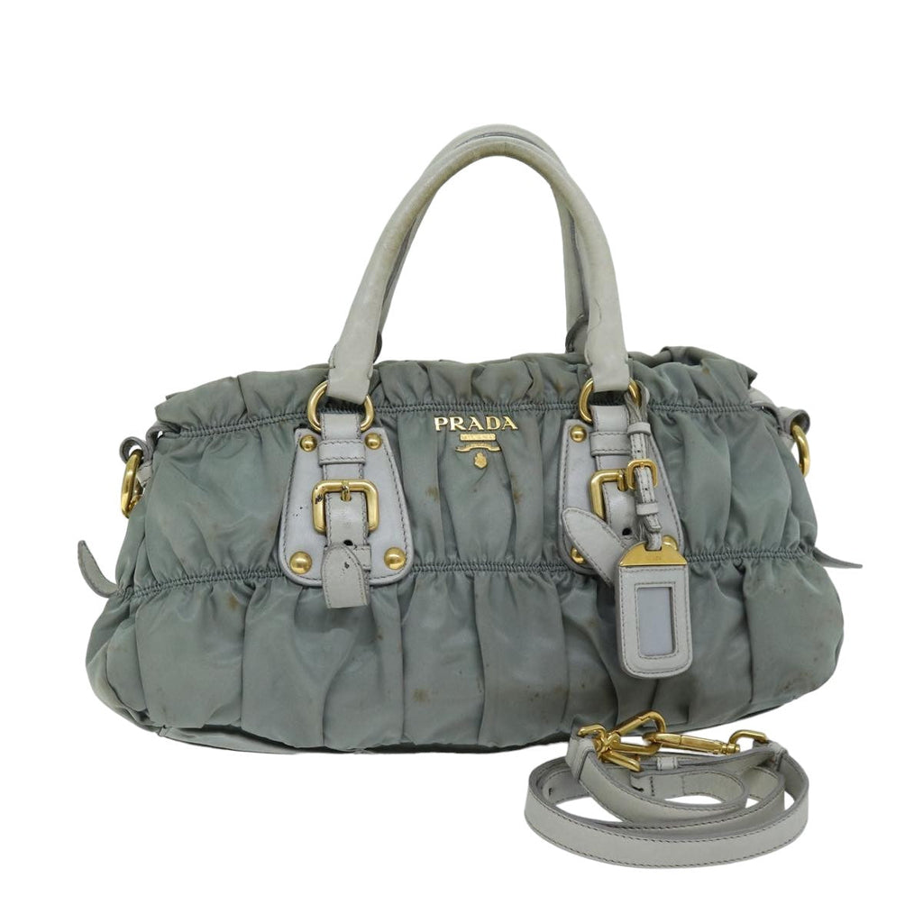 PRADA Hand Bag Nylon 2way Green 74635