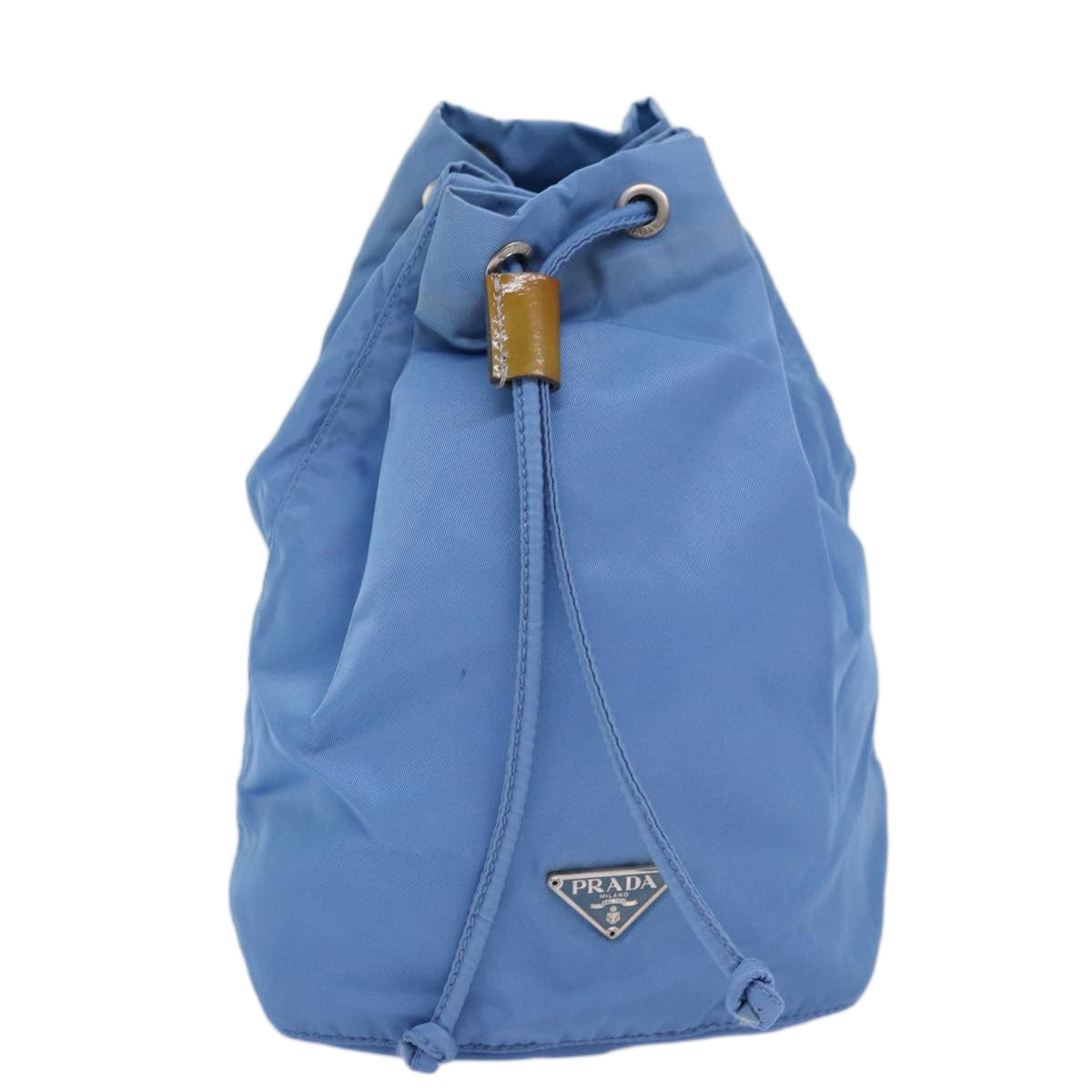 PRADA Drawstring Pouch Nylon Light Blue 75006