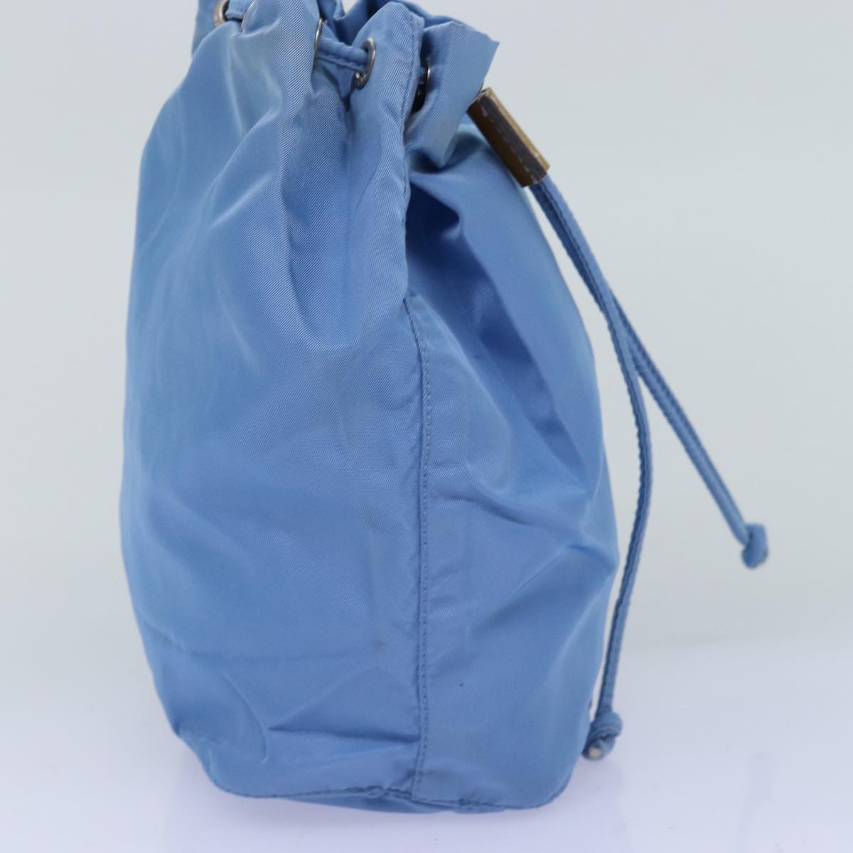 PRADA Drawstring Pouch Nylon Light Blue 75006