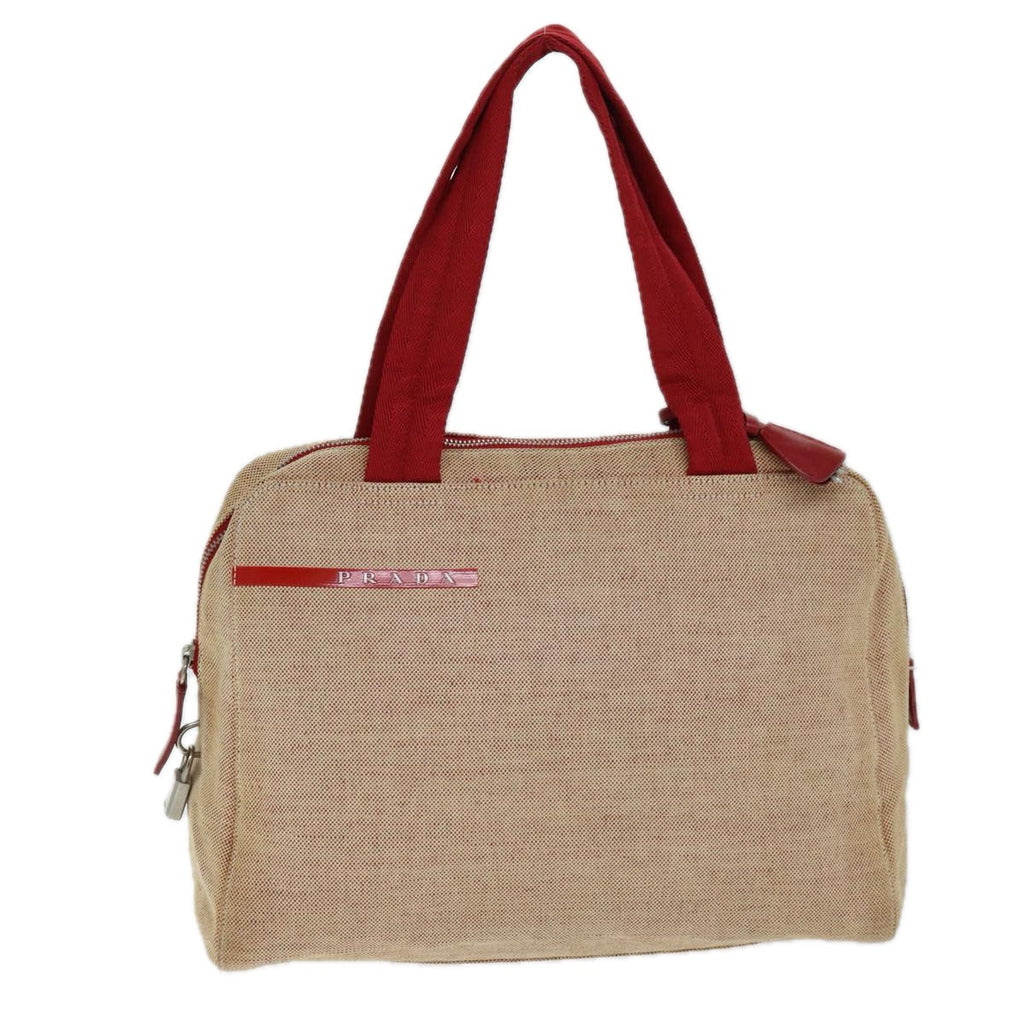 PRADA Sports Tote Bag Canvas Red Beige 75127