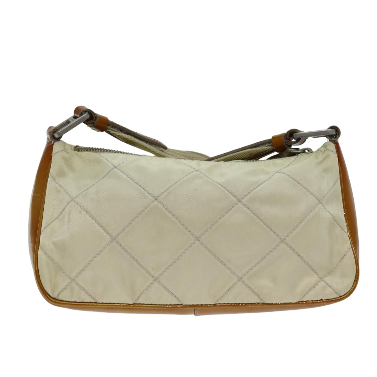 PRADA Shoulder Bag Nylon Enamel Beige Brown 75216