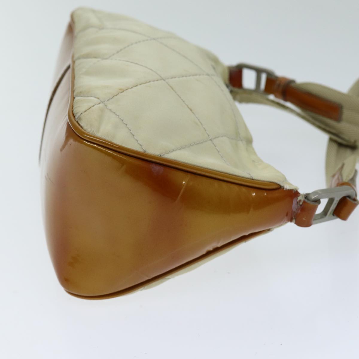 PRADA Shoulder Bag Nylon Enamel Beige Brown 75216