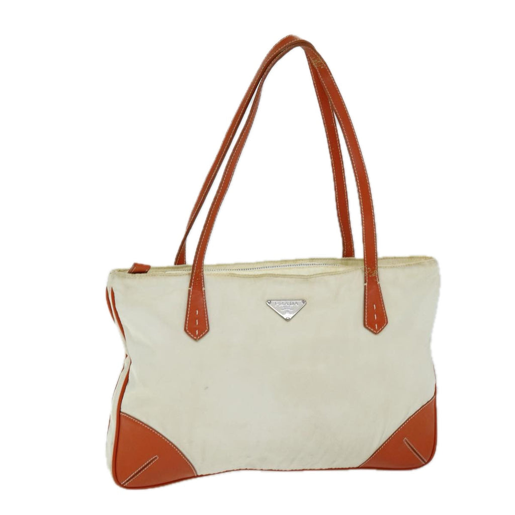 PRADA Tote Bag Nylon Beige Orange 75334