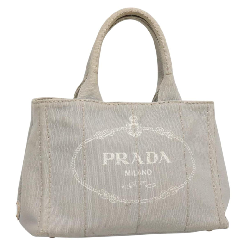 PRADA Canapa PM Hand Bag Canvas 2way Gray 75341