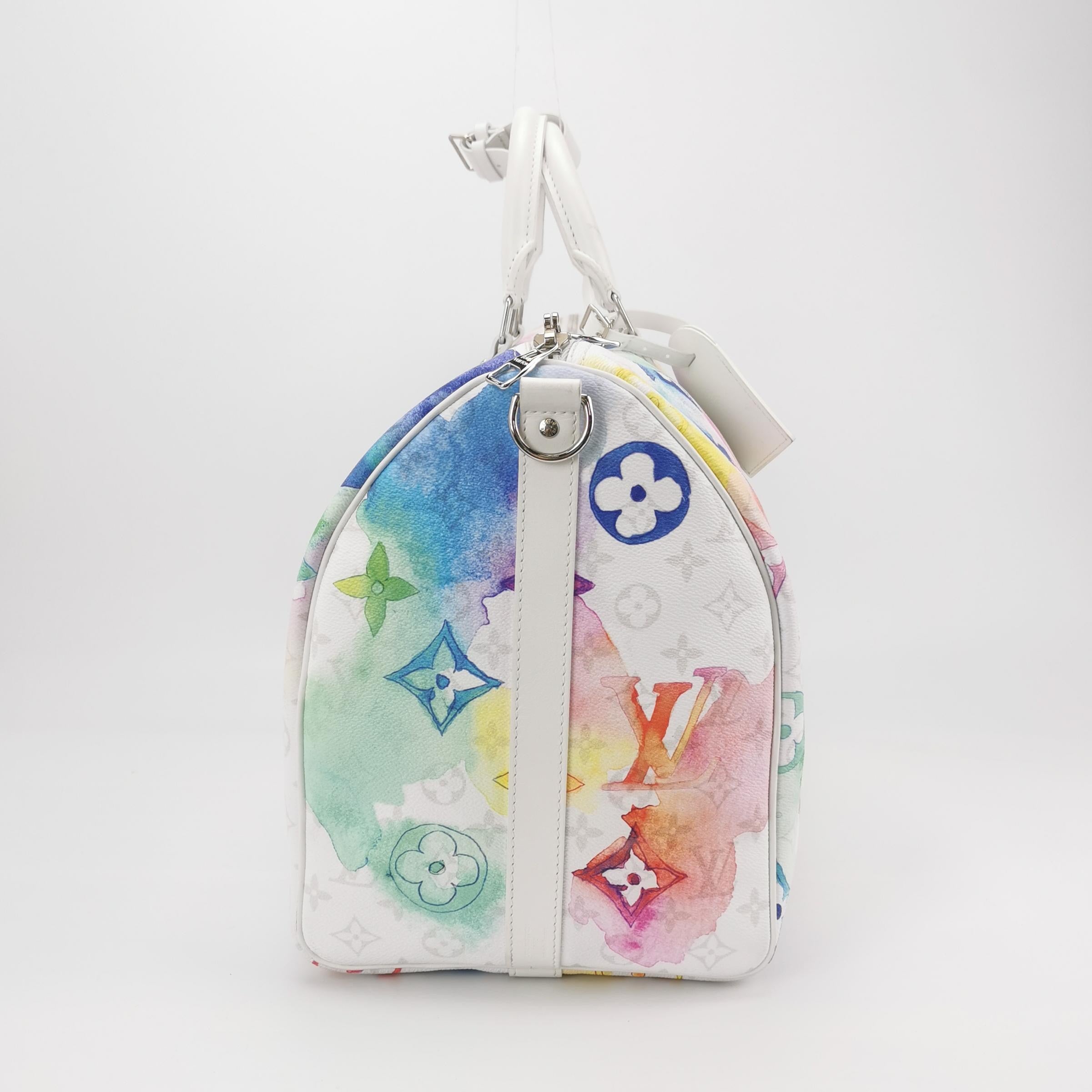 Louis Vuitton Keepall 50 White Watercolor Travel Bag
