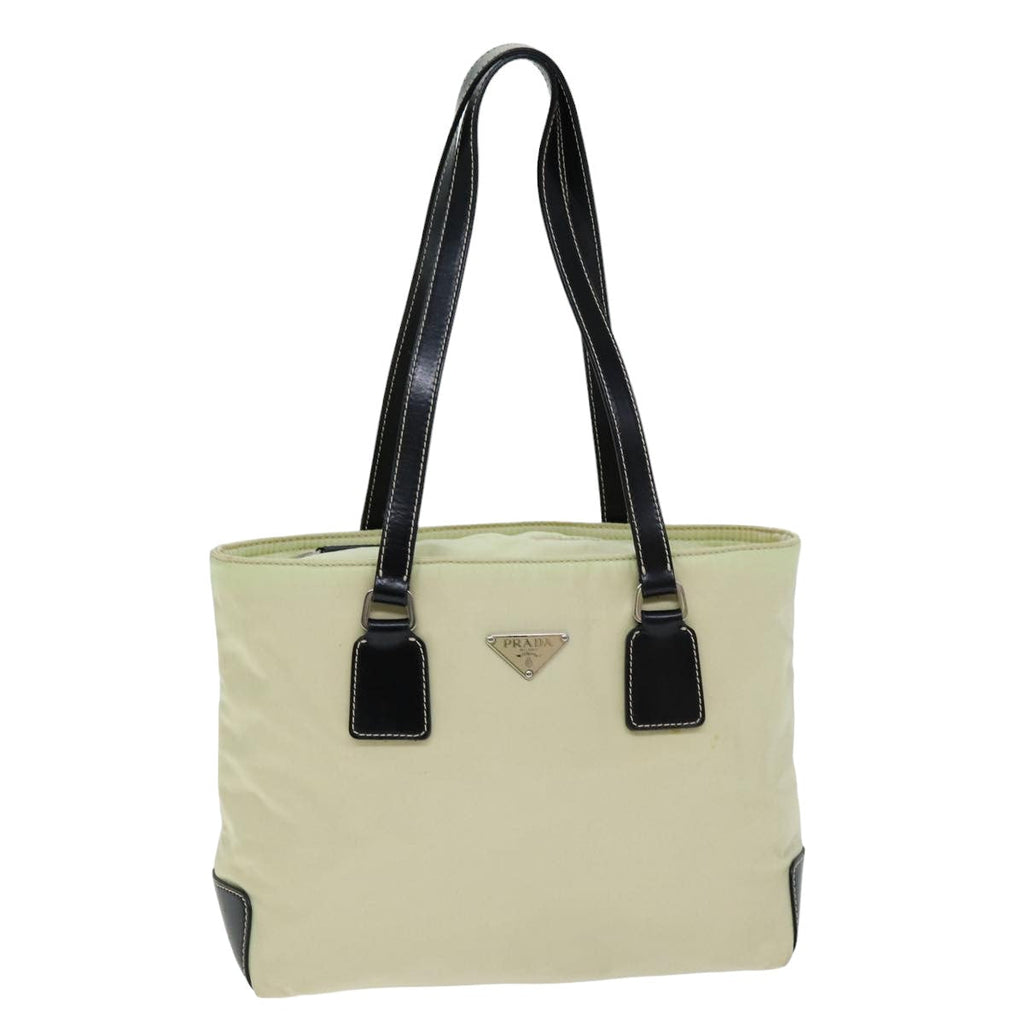 PRADA Hand Bag Nylon Cream 75644