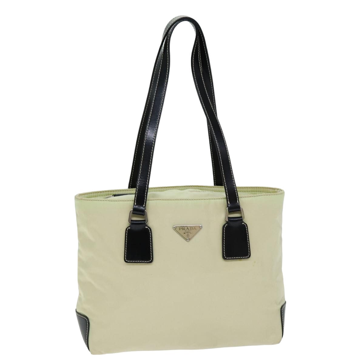 PRADA Hand Bag Nylon Cream 75644