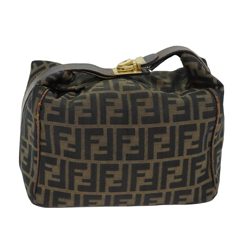 FENDI Zucca Canvas Vanity Pouch Brown Black 77628