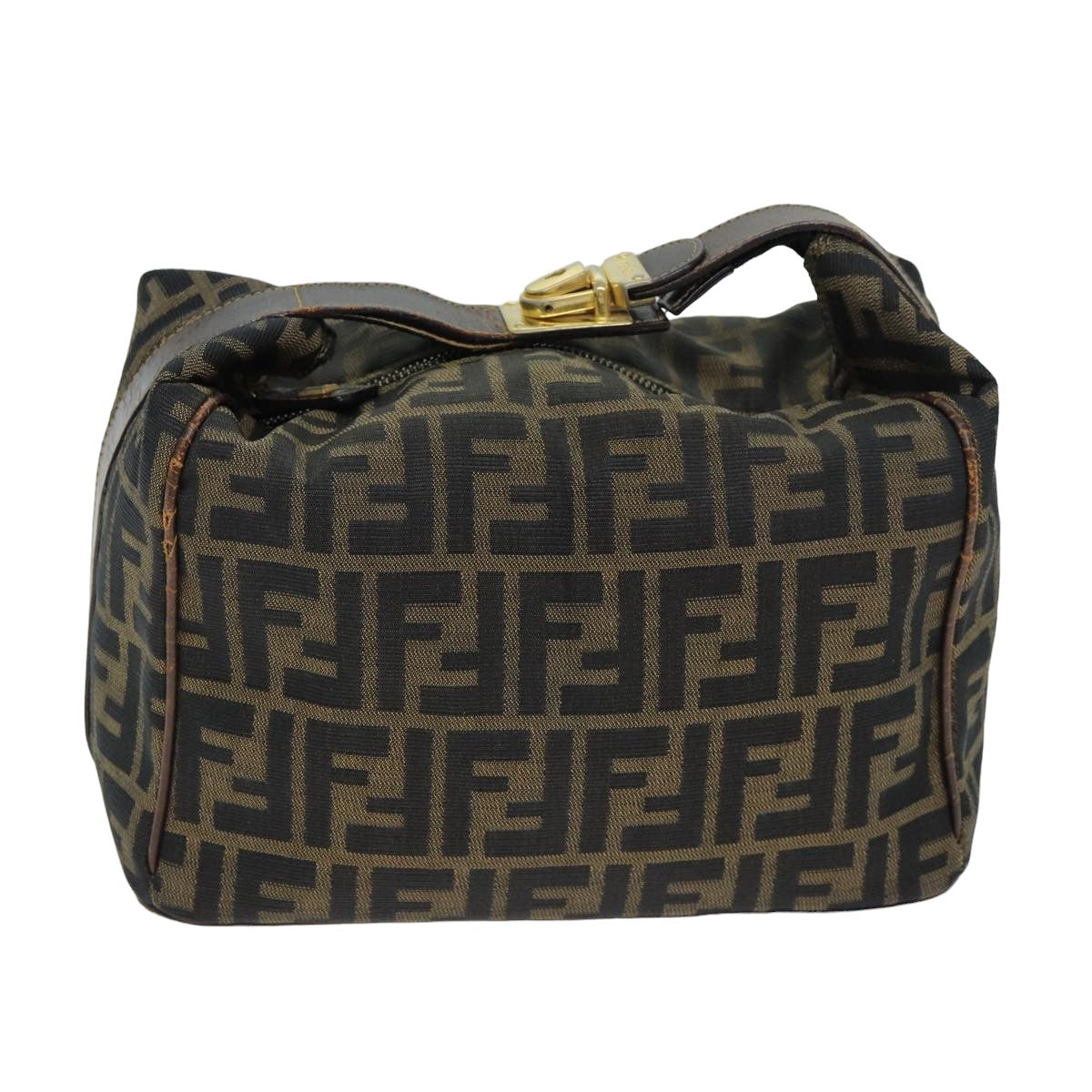 FENDI Zucca Canvas Vanity Pouch Brown Black 77628