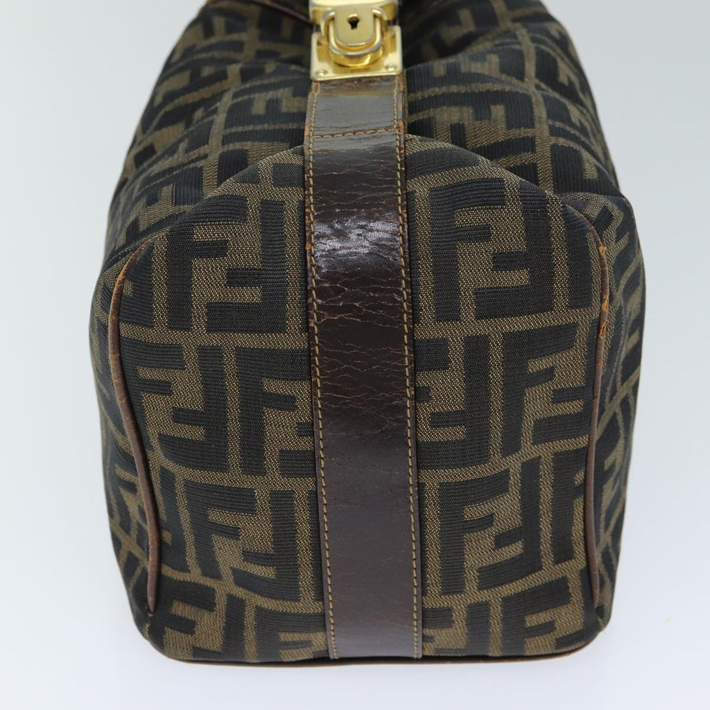 FENDI Zucca Canvas Vanity Pouch Brown Black 77628