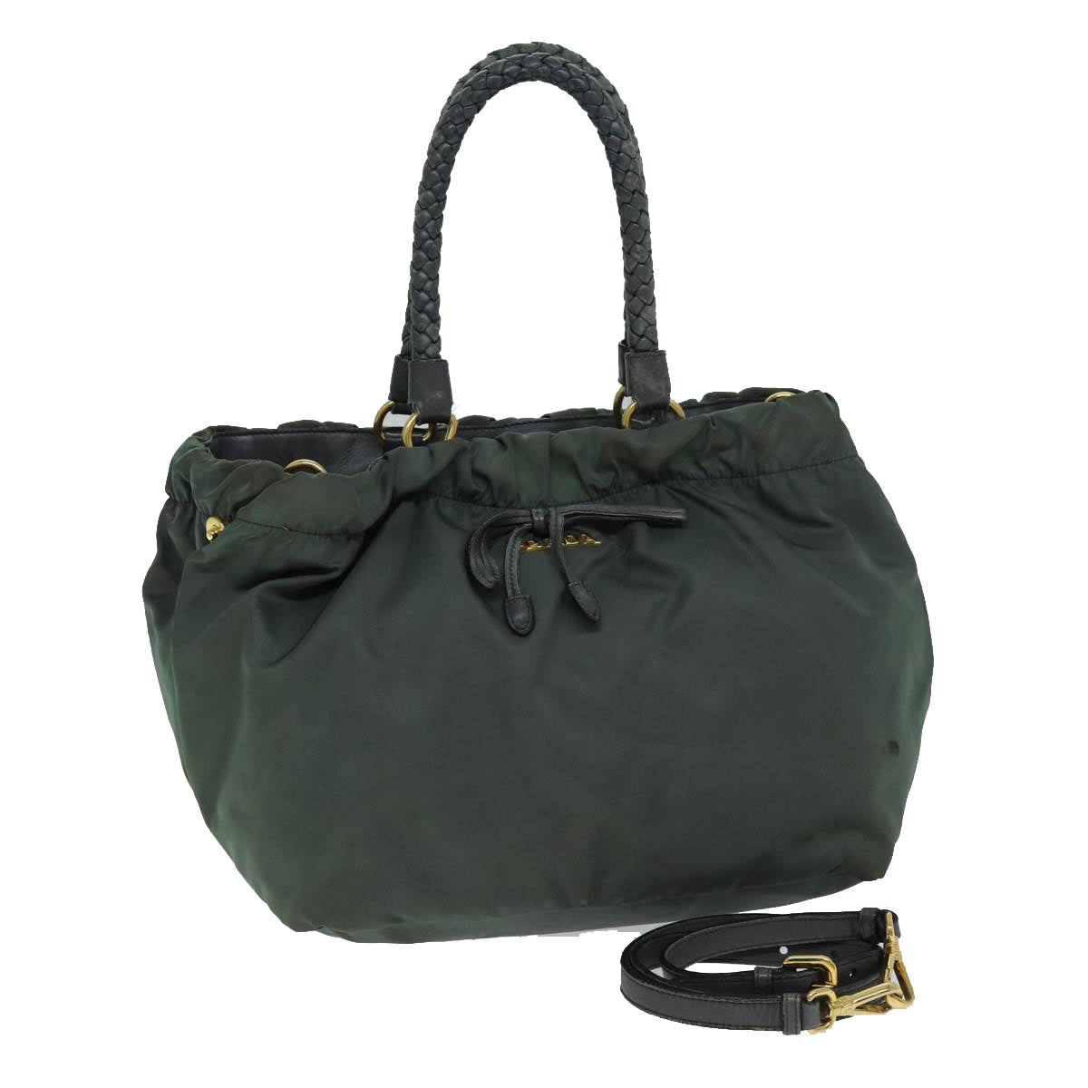 PRADA Hand Bag Nylon 2way Khaki 77763